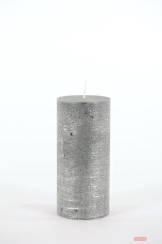 Bild von Metallic Zylinderkerze, 16cm x Ø60mm, black silver