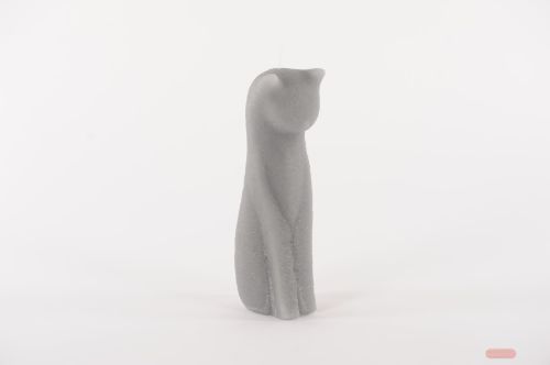 Bild von Kerzen Katze, H25x Ø9cm, grau