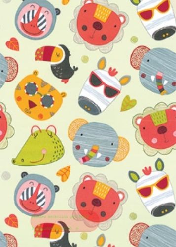 Bild von Rolle 200m x  70cm, Serengeti Tiere, bunt