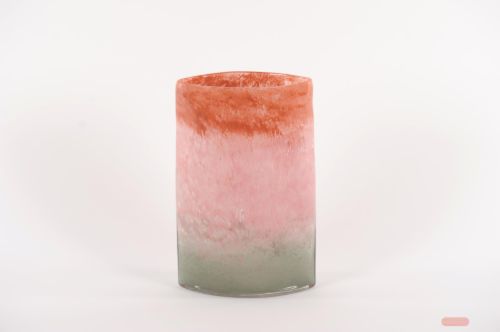 Bild von Glasvase, Ombré - L17x 10x H26cm, tricolor pink