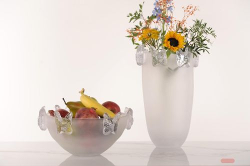 Bild von Glasschale, Mariposa - Ø24x H38cm, weiss