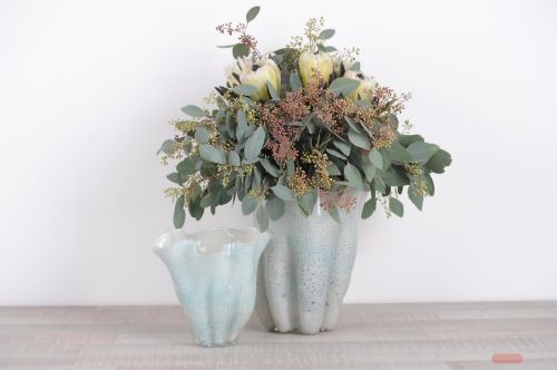 Bild von Glasvase, Morning mist - Ø22x H21.5cm, creme