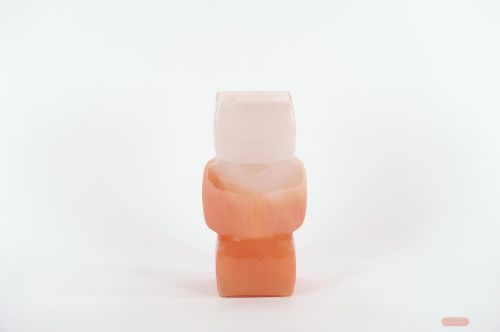 Bild von Glasvase, Cubo - L16x 16x 30cm, peach/red