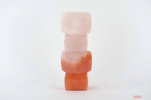 Bild von Glasvase, Cubo - L16x 16x 41cm, peach/red