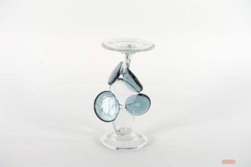 Bild von Kerzenständer, Glas Coins L13x 12x H22.5cm, blau