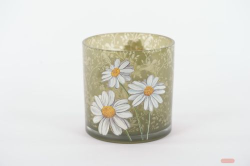 Bild von Windlicht, Daisy Ø15x H15cm, grün/weiss