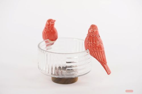 Bild von Vogel, Canario - Keramik L6.5.x 5.5x H13, red pink