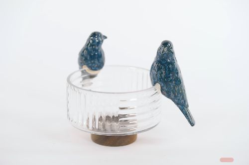 Bild von Vogel, Canario - Keramik L6.5.x 5.5x H13, dark blue