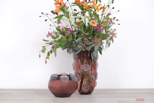 Bild von Glasvase, Antique sphärisch - Ø24x H17cm, rose