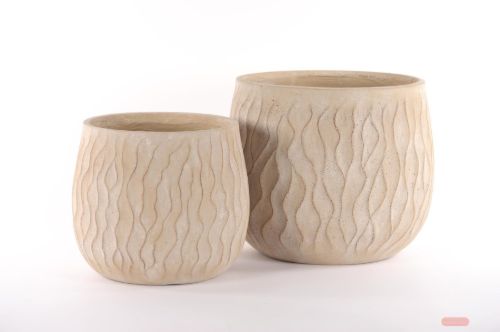 Bild von Blumentopf, Nuance - Zement Ø35x H30+Ø43x H36cm, creme