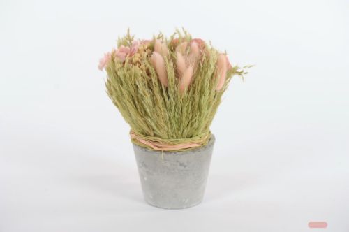 Bild von Blumenstrauß, im Topf Ø11x H22cm, rosa/grün