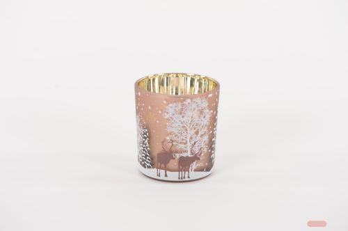 Bild von Windlicht Votiv, Winter Ø7x H8cm, snowy moose