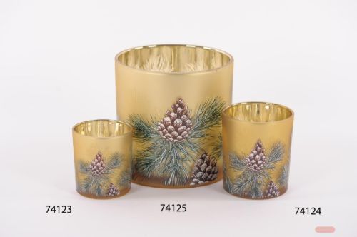 Bild von Windlicht Votiv, Pinecone Ø7x H8cm, gold