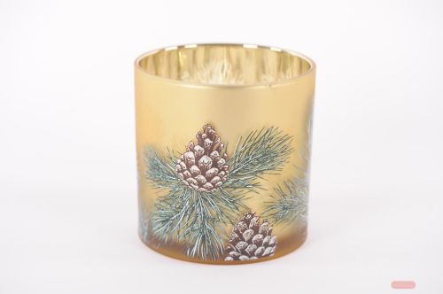 Bild von Windlicht Votiv, Pinecone Ø15x H15cm, gold