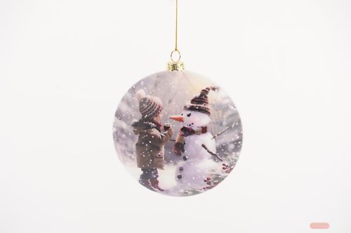 Bild von Glasanhänger, Snowy Scene Ø12x H4.5cm, bunt