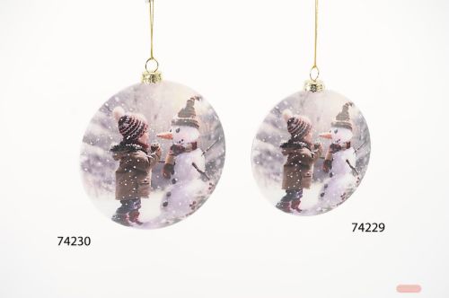 Bild von Glasanhänger, Snowy Scene Ø10x H4cm, bunt