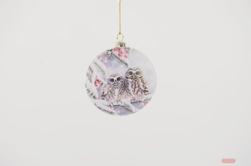 Bild von Glasanhänger, Pair of owls Ø10x H4cm, bunt