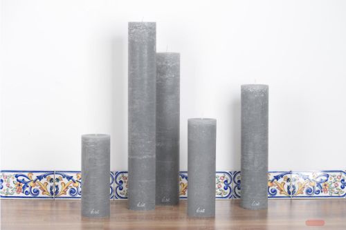 Bild von Rustic Zylinderkerze, 25cm x Ø90mm, hellgrau