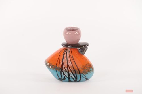 Bild von Kerzenständer, Line art L20x 11x H2cm, orange/blue