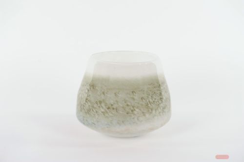 Bild von Glasvase, Touch of gras Ø21.5x H18cm, olive/weiss