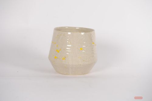 Bild von Blumentopf, Grooved Ø22.5x H19.5cm, grau/gelb