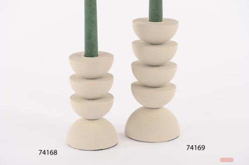 Bild von Kerzenständer, Lunar Glow metall Ø9x H15cm, creme