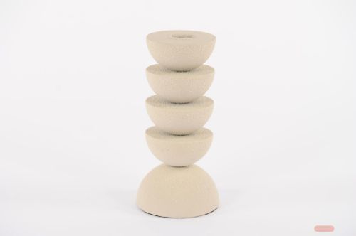 Bild von Kerzenständer, Lunar Glow metall Ø10x H21cm, creme