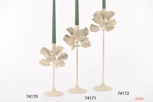 Bild von Kerzenständer, Florale metall Ø17x H30cm, creme