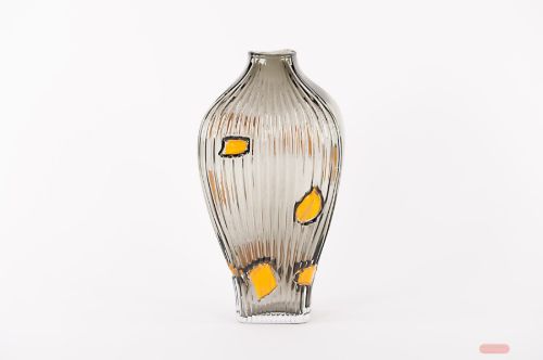 Bild von Glasvase, Autumn leaves Ø19x H37.5cm, anthrazit