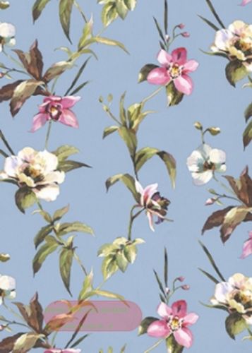 Bild von Rolle 200m x  70cm, Valencia Blumen, blau-bunt