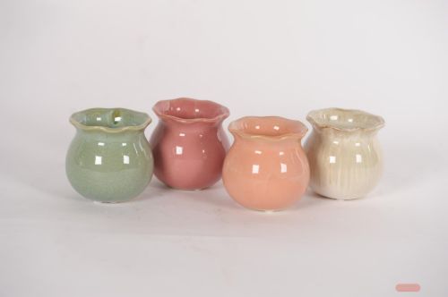 Bild von BlumenTopf, Soliflor Mix Keramik Ø10x H9.5cm, 4-Col