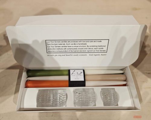 Bild von Set, 6 Spitzkerzen H30cm, 3 Glasleuchter, 2-farbig