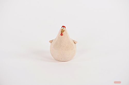 Bild von Huhn Poulet, Keramik - L8.8x 8.8x H11, weiss