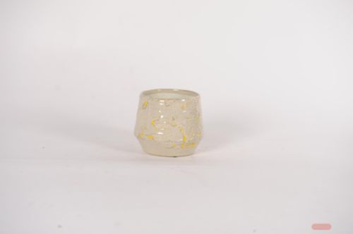 Bild von Blumentopf, Grooved Ø14x H11.5cm, grau/gelb