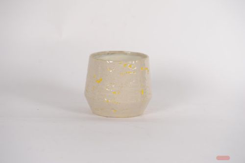 Bild von Blumentopf, Grooved Ø18.5x H16.5cm, grau/gelb