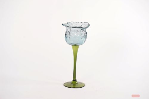 Bild von Teelichthalter, Floral light - Ø10x H22.5cm, blau