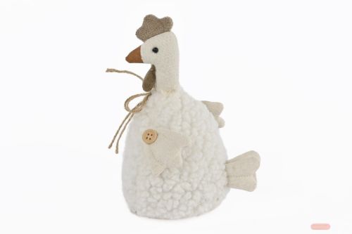 Bild von Huhn, Frizzle - Wolle L13x 10x H21cm, beige