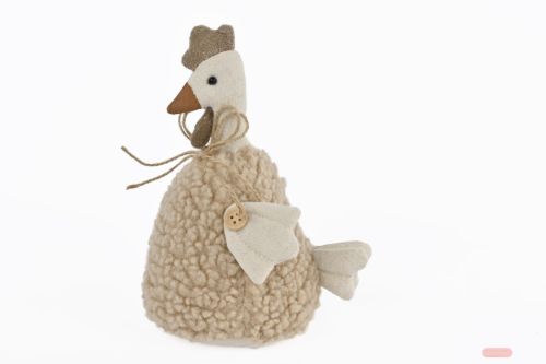 Bild von Huhn, Frizzle - Wolle L13x 10x H21cm, weiss