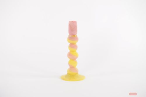 Bild von Kerzenständer, Colortwist - Ø11.5x H27cm, pink/yellow