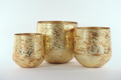 Bild von Blumentopf, Gold rush Metall - Set/3 - Ø24-37x 28-41cm, gold