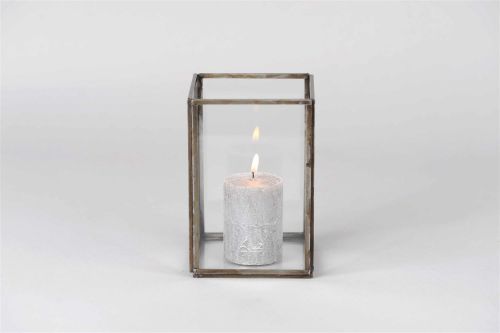 Bild von Vitrine, Glas L12x 12x H18cm, burn antik