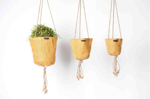 Bild von Blumentopfhalter, mit Leinen - set/16, melon